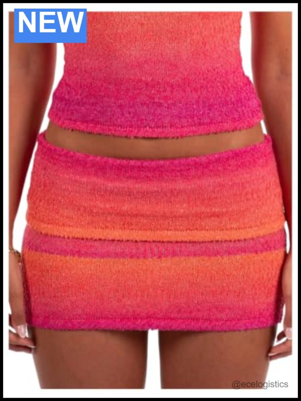 Knit Bodycon Mini Skirt Low Waisted Pull On Summer Beach Vacation